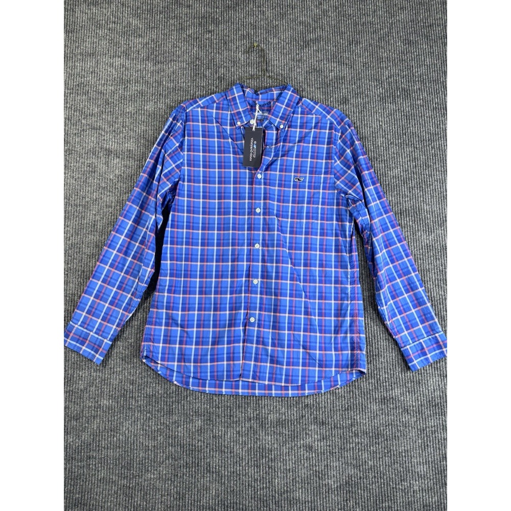 Vineyard Vines On-The-Go‎ Performance Men's Blue Plaid Button-Down Shirt M